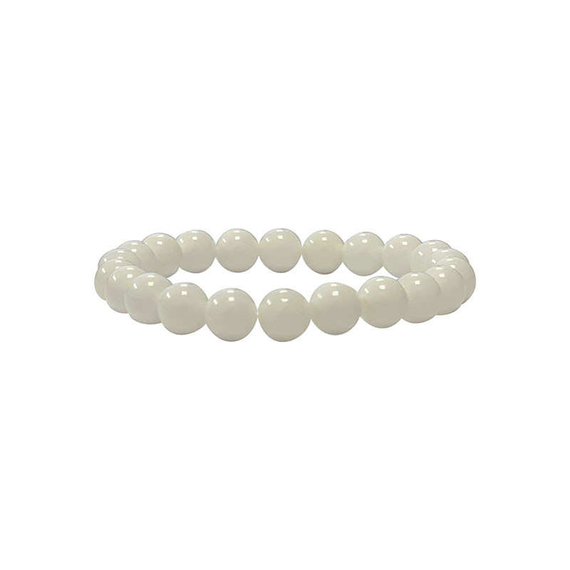 Bracelet En Perles De Benitier 6mm - Blanc, Longueur 17-18 Cm, Neuf Sans Emballage